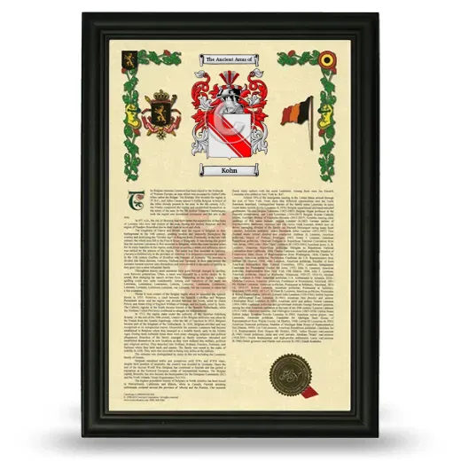 Kohn Armorial History Framed - Black