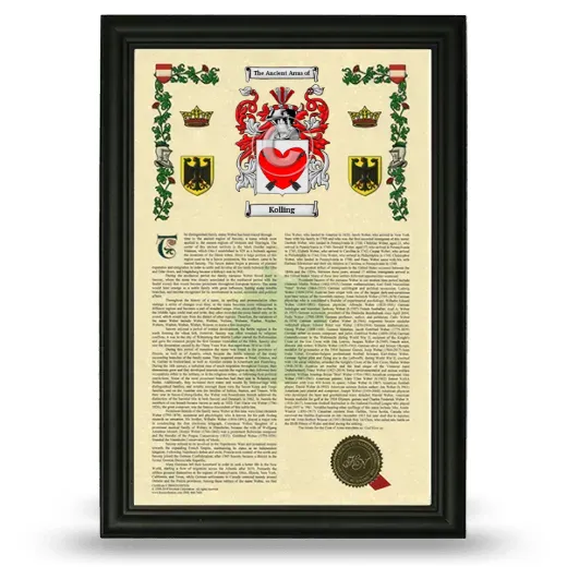 Kolling Armorial History Framed - Black