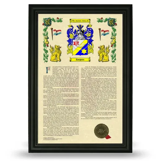 Koopers Armorial History Framed - Black