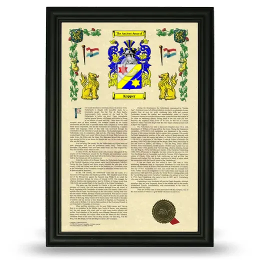Kopper Armorial History Framed - Black