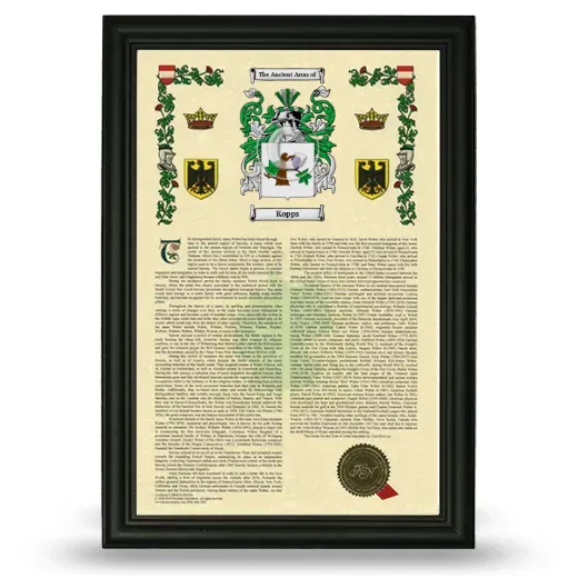 Kopps Armorial History Framed - Black