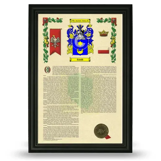 Kozák Armorial History Framed - Black