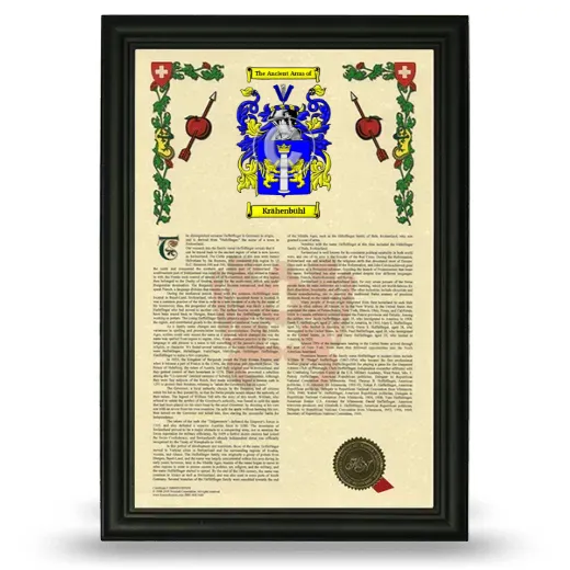 Krähenbühl Armorial History Framed - Black