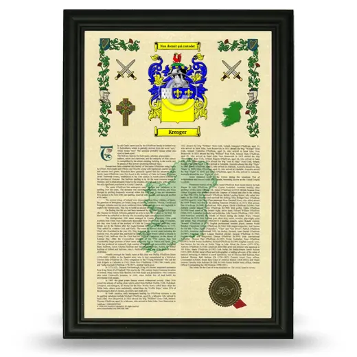 Kreager Armorial History Framed - Black