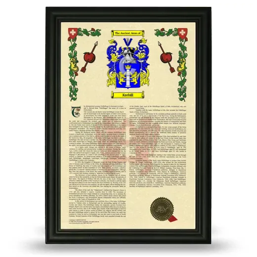 Krebill Armorial History Framed - Black