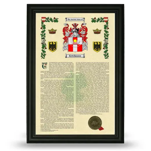 Kretchmann Armorial History Framed - Black