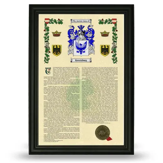 Kreutzburg Armorial History Framed - Black