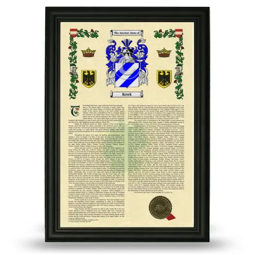 Krock Armorial History Framed - Black