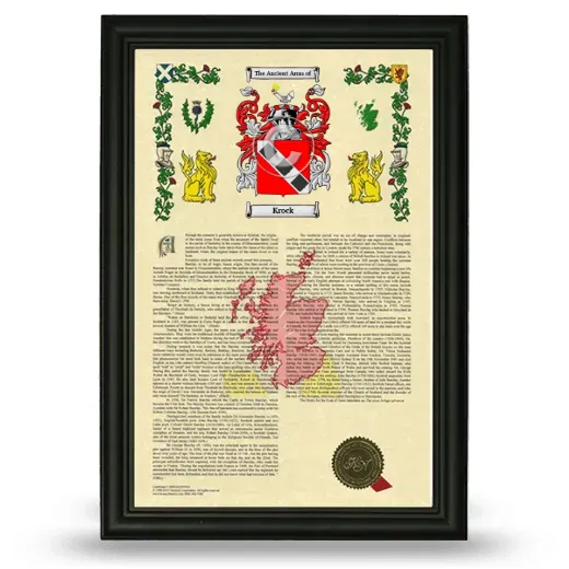Krock Armorial History Framed - Black