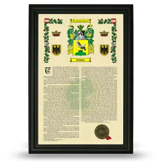 Kroman Armorial History Framed - Black