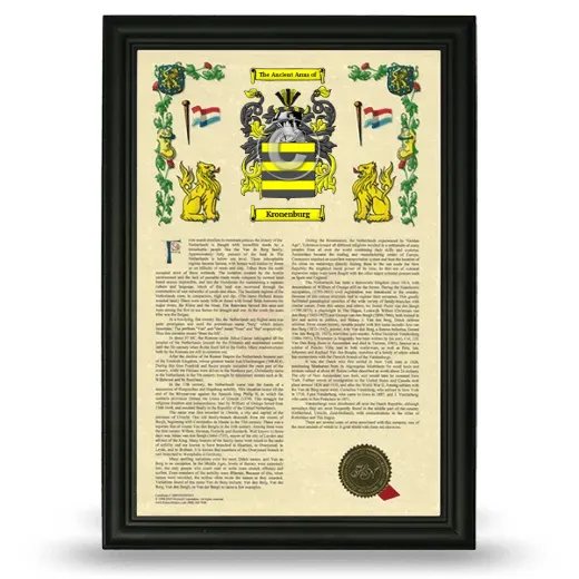 Kronenburg Armorial History Framed - Black