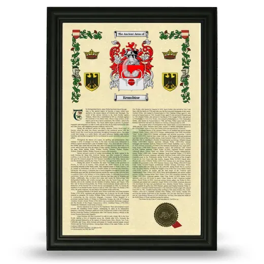 Krumbine Armorial History Framed - Black