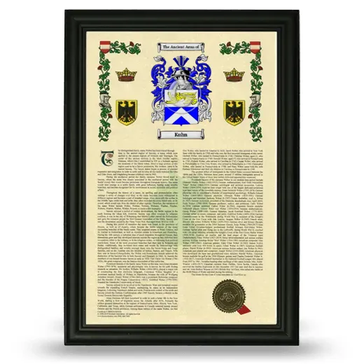 Kuhn Armorial History Framed - Black