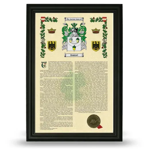 Kuntzel Armorial History Framed - Black