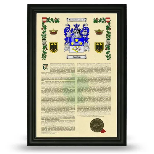 Kursten Armorial History Framed - Black