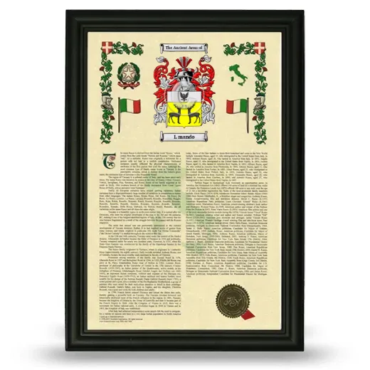 L mando Armorial History Framed - Black