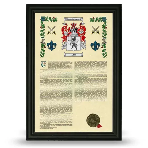 Löre Armorial History Framed - Black