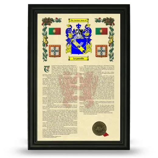 La'guardia Armorial History Framed - Black
