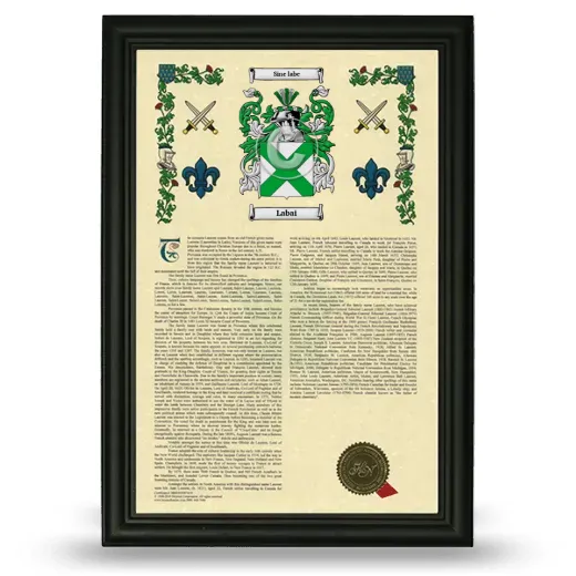 Labai Armorial History Framed - Black