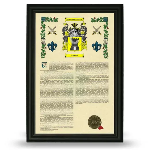 Labate Armorial History Framed - Black