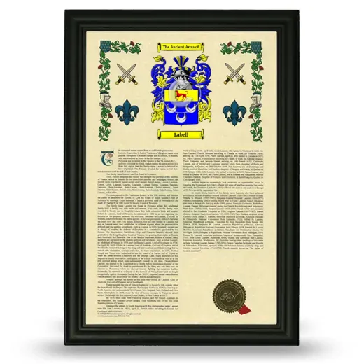 Labell Armorial History Framed - Black
