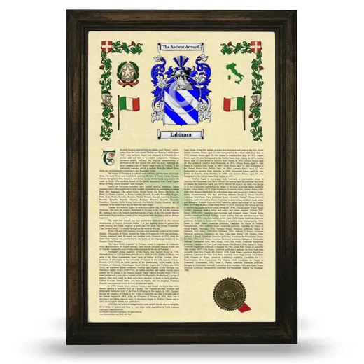Labianca Armorial History Framed - Brown