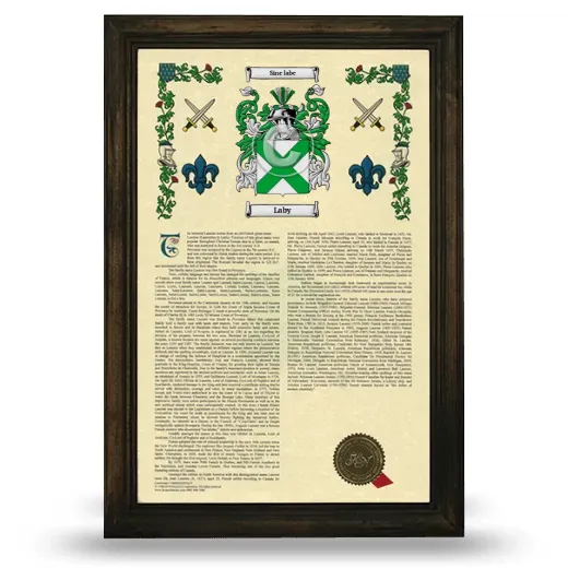 Laby Armorial History Framed - Brown