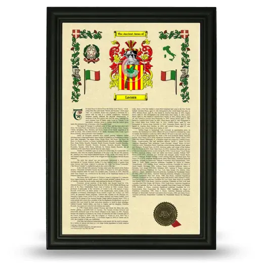 Lacara Armorial History Framed - Black