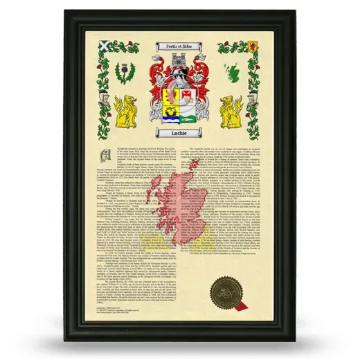 Lachie Armorial History Framed - Black