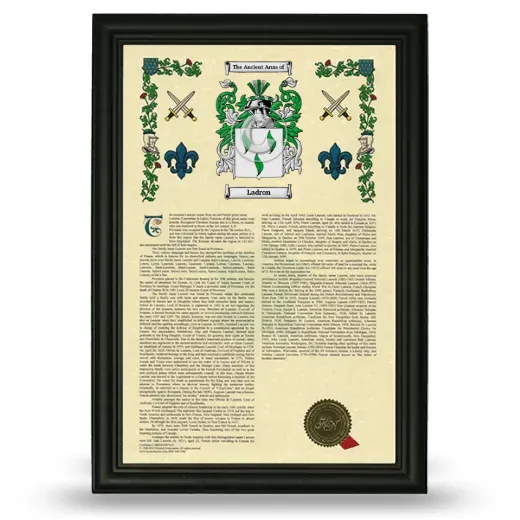 Ladron Armorial History Framed - Black