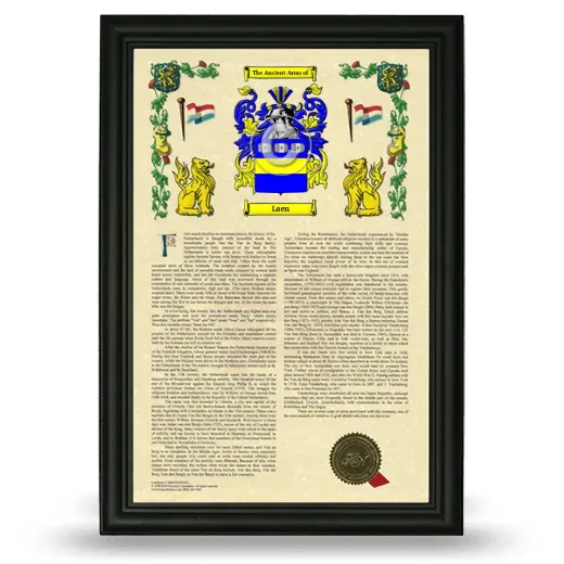 Laen Armorial History Framed - Black