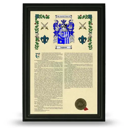 Lagasse Armorial History Framed - Black