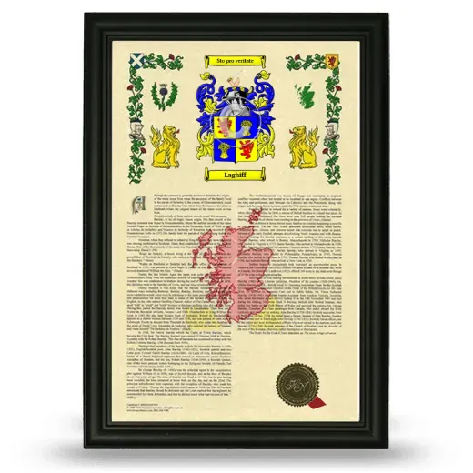 Laghiff Armorial History Framed - Black
