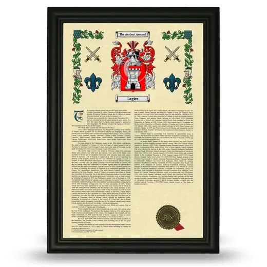 Lagier Armorial History Framed - Black