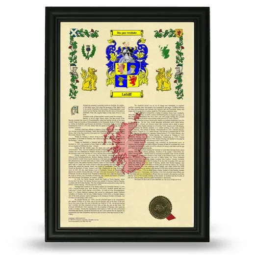 Lahiff Armorial History Framed - Black
