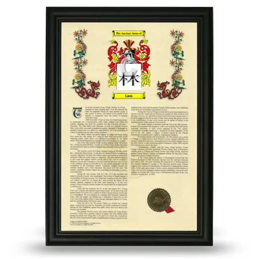 Lam Armorial History Framed - Black
