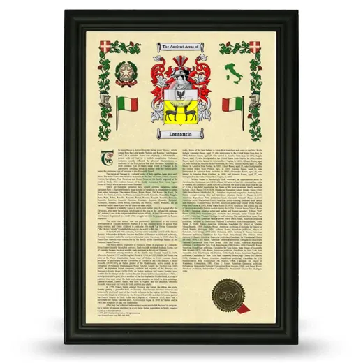 Lamantia Armorial History Framed - Black