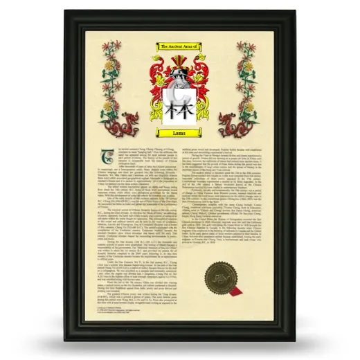 Lams Armorial History Framed - Black