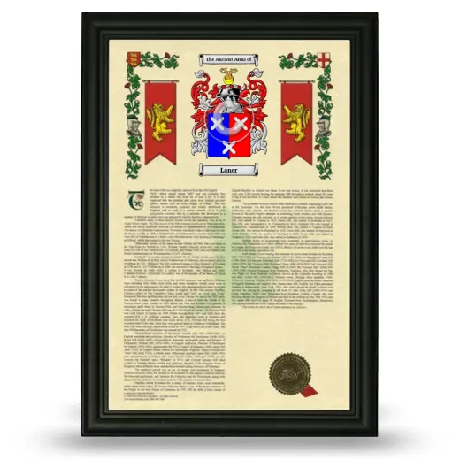 Laner Armorial History Framed - Black