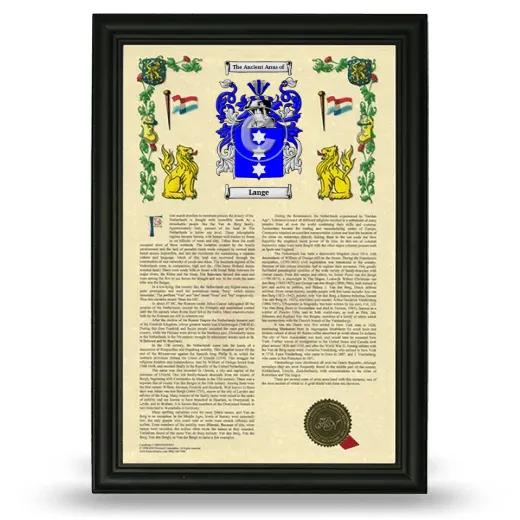 Lange Armorial History Framed - Black