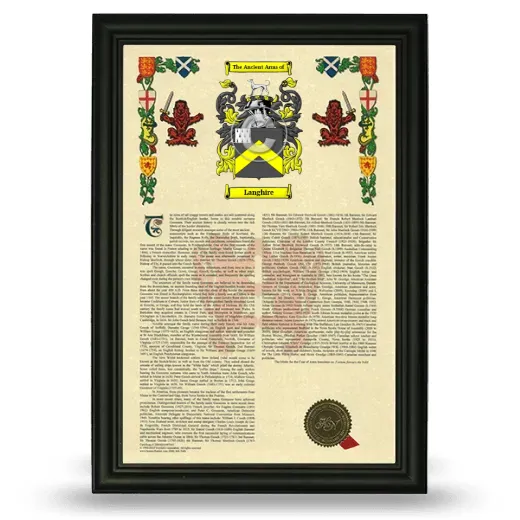 Langhire Armorial History Framed - Black