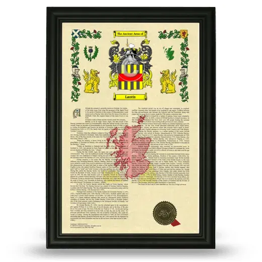 Lantis Armorial History Framed - Black