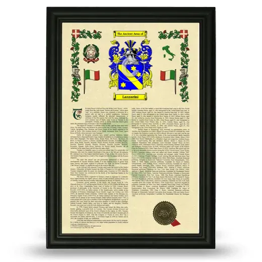 Lanzarini Armorial History Framed - Black
