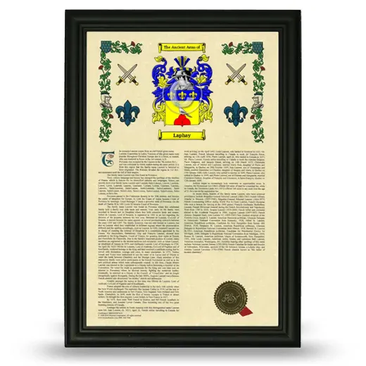 Laphay Armorial History Framed - Black