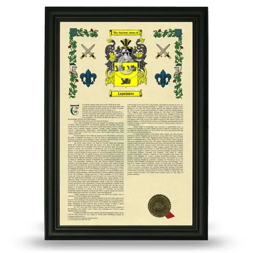 Lapointes Armorial History Framed - Black