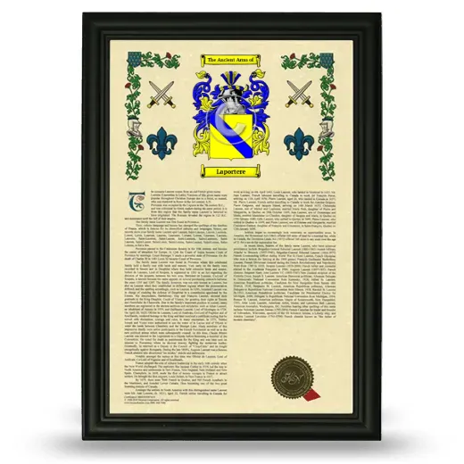 Laportere Armorial History Framed - Black