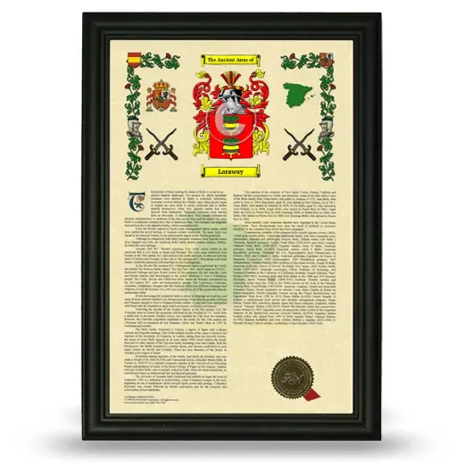 Laraway Armorial History Framed - Black