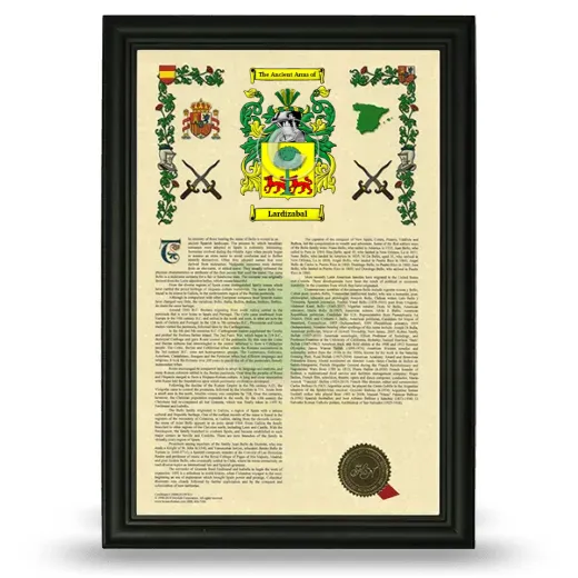 Lardizabal Armorial History Framed - Black
