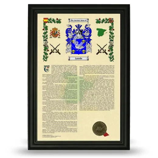 Laredo Armorial History Framed - Black