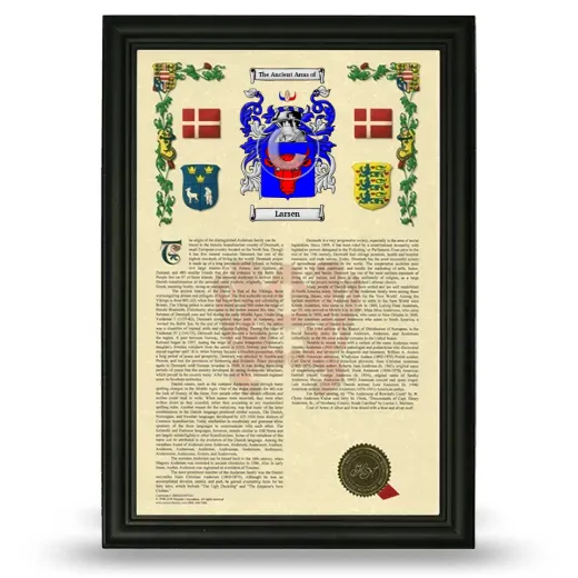 Larsen Armorial History Framed - Black